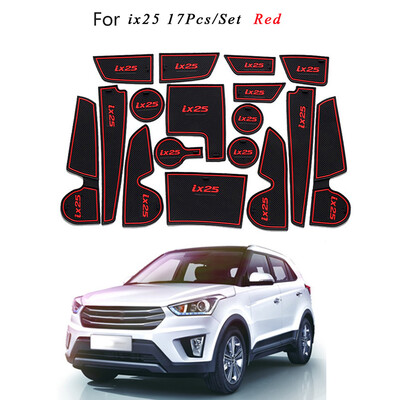 

17pcsset Cup Holder Non-slip Pad Decor Gate Slot Door Grooves Mat Replacement For Hyundai Ix25