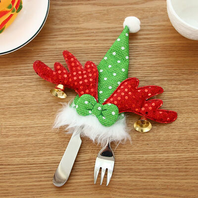 

1Pc Christmas Supplies Knife Set Ornament Santa Claus Tableware Set Wing Bell