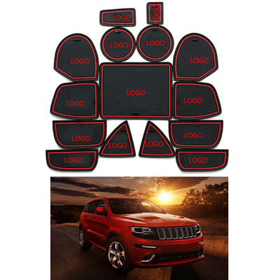 

15Pcs Replacement for Jeep Grand Cherokee 2011-2015 Interior Door Slot Non-Slip Mat Auto Gate Groove Cup Pads