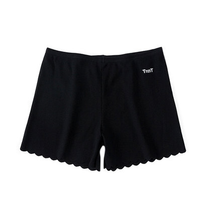 

Women Shorts Solid Color Cotton Blend Stretchy High waist tight Three-leg Short Pants Cotton Thread Embroidered Wavy Shorts