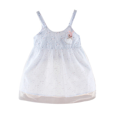 

Summer Baby Girls Dress Sleeveless Rabbit Floral Printed Casual Strap Dress Cute Kids Toddler Princess Sundress