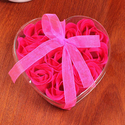 

Scented Rose Flower Heart Shape Gift Box Bath Body Soap Gift Wedding Party Favor 9Pcs
