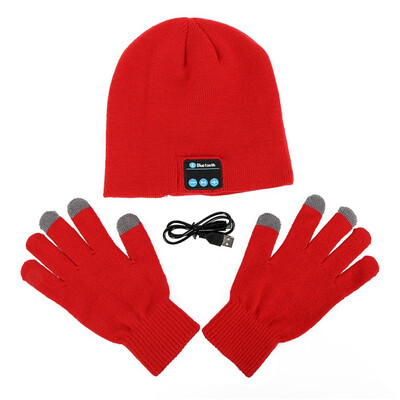 

Bluetooth Smart Screen Beanie Cap Wireless Hat Built in Headphones Touched Screen Gloves 2 PcsSets