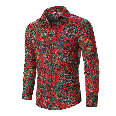 

Tailored Men Autumn Fashion Shirts Casual Printing Beach Shirts Long-Sleeve Top Blouse