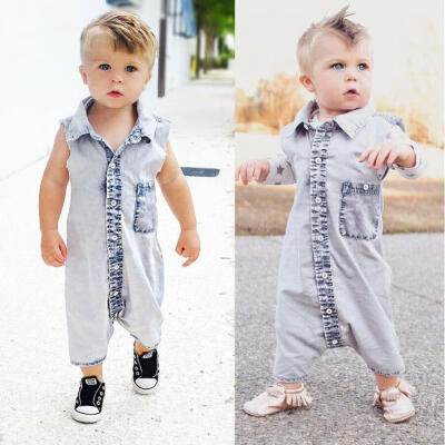 

Denim Newborn Baby Bodysuit Romper Infant Boy Girl Jumpsuit Clothes Outfit