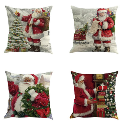 

Tailored 4PC Christmas Cotton Linen Sofa Car Home Waist Cushion Cover Throw Pillow Case