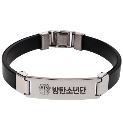 

Kpop BTS Equal Heel Titanium Steel Flat Silicone Sport Couple Bracelet Fans Hot Gift