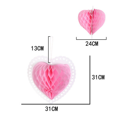 

Heart Shaped Honeycomb Ball Wedding Valentines Day Paper Ball Hanging Decoration Wedding Decoration Mariage Decoracao Decor