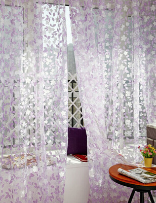 

Gobestart Leaf Sheer Curtain Tulle Window Treatment Voile Drape Valance 1 Panel Fabric