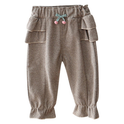 

2020 New Baby Girls Autumn Cotton Solid Print Pants Casual Bow Decoration Trousers Toddler Clothes Bottom