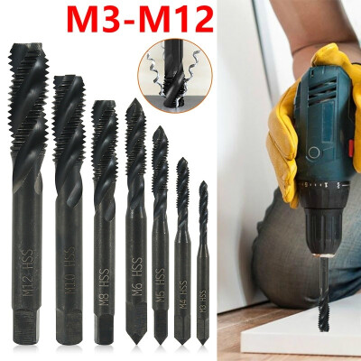 

7pcs Square handle HSS M3-M12 spiral groove tap Metric Plug Tap Machine Screw Thread Drill Bits