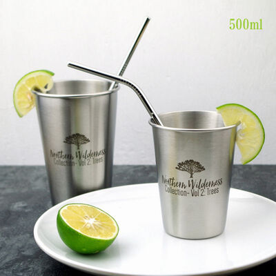 

500ml Simple Stainless Steel Juice Beer Water Cup Unbreakable Stackable Pint Mugs Juice Mug Coffee Cup Drinking Cups