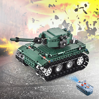 

Cada DOUBLE E 313PCS 24G Remote Control Tank Building Blocks Bricks Compatible Technic Car Children DIY Assemble RC Toy for Kids