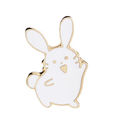 

White Rabbits Brooch Animal Bunny Enamel Metal Buckle Pin For Coat Shirt Bag Collar Lapel Pin Badge Jewelry Gifts