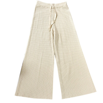 

Fashion Loose Casual Women Solid Color High Waist Pants Trend Comfortable Knitted Wide Leg Pants