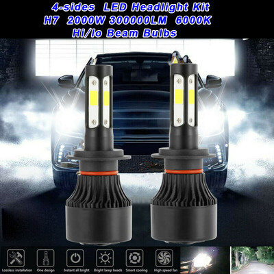 

2pcsset 4-Side LED Headlight H7 2000W 300000LM 6000K HighLow Beam Bulb Lamp