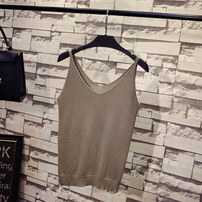 

Women Casual Sleeveless Solid Color Tank Tops Simple Sexy V-Neck Spaghetti Strap Slim Tops Female Thin Camisole Top 9 Colors