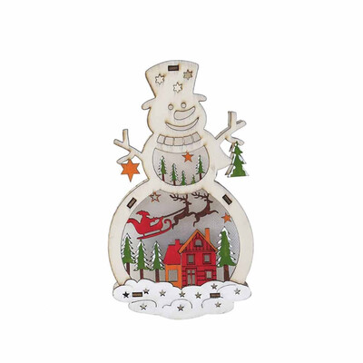

Gobestart Wooden Santa ClausSnowman Lamp Ornament Home Christmas Party Table Decor
