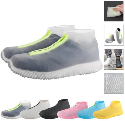 

Reusable silicone waterproof shoe cover zipper no slip silicone shoe cover suitable for children adults