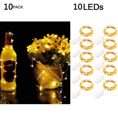 

Gobestart 10Pcs 10LED Fairy Lights Battery Starry String Copper Wire Decor Christmas