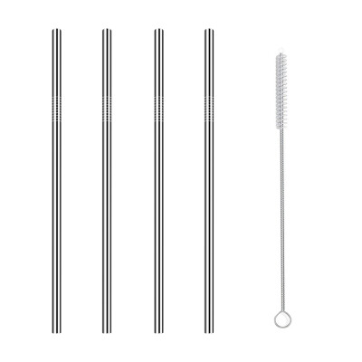 

Toponeto 4 Straight Reusable Drinking Straws Metal Stainless Steel Eco-Friendly 105in