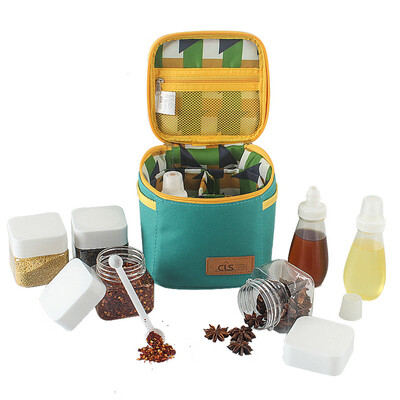 

Outdoor Condiment Bottle Set Portable Spice Pot Case Barbecue Utensil Camping Oil Bottle Box