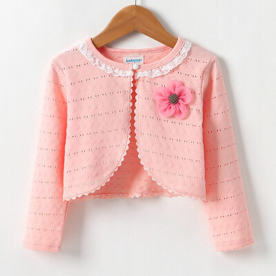 

Children Girl Solid Color All-macth Casual Concise Sweet Cute Flower Decor Jackets