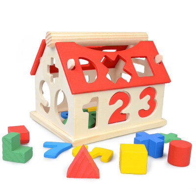 

hilittlekids Wooden House Building Blocks Toy Learning Math Number Educational Gift For Baby