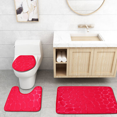 

Toponeto Three Sets of Toilet Floor Cushion 3 sets of 3D Cobblestone Cushion