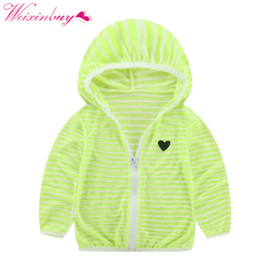 

Summer Autumn Hooded Baby Jacket Striped Beach Breathable Sunscreen Jacket for Boys Girl Clothes Girl Coat