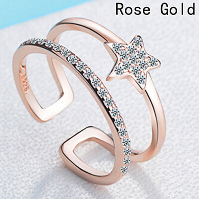 

silver plated inlaid jewelry double twist ring Twist knot star zircon Fashion jewelry