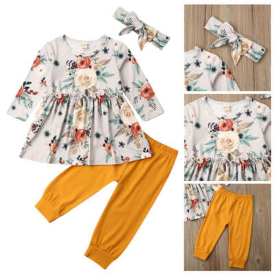 

Cute 3PCS Infant Baby Girl Clothes Set Floral Top T-shirt Pants Outfits Party US