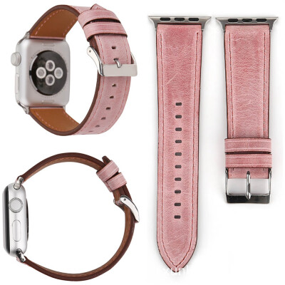 

Genuine Leather Watchband For Apple Watch 38Mm 42Mm Blue Pink Women Replacement Bracelet Strap Band For Iwatch 1 2 3