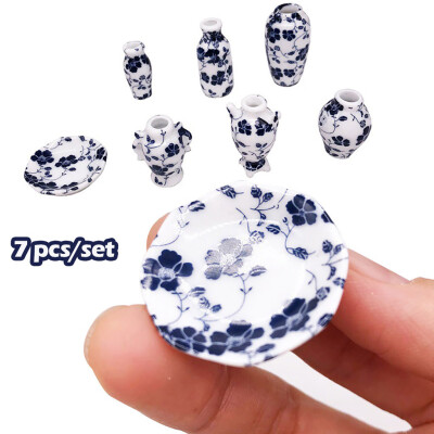 

Siaonvr 7pcsset Miniature Dollhouse Mini Ceramic Vase Exquisite Kitchen Decoration