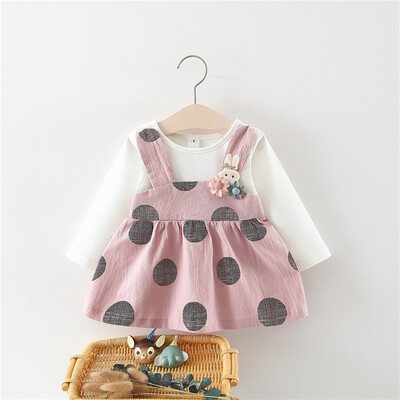 

Spring Autumn Baby Children Dresses Girl Long Sleeve Cotton Cute Big Dot Dress Infant Kid Princess Dress