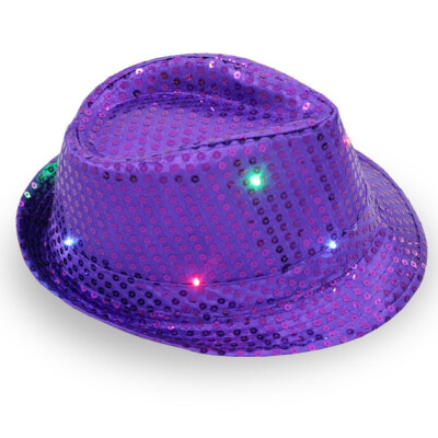 

1 Pcs LED Light Up Sequin Jazz HatAdult Glitter Sequins Light Up Party Cap