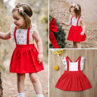 

US Christmas Infant Kid Baby Girl Princess Ruffle Sequin Snowflake Dress Clothes