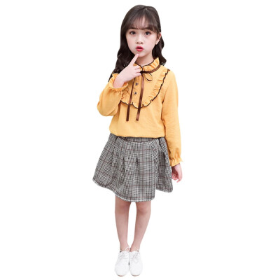 

Spring Autumn Casual Fashion Baby Girl Solid Color Long Sleeve Shirt Kids Blouse