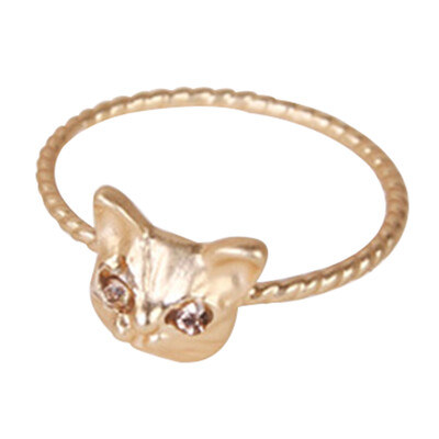 

Vintage Cat Shape Ring Silver Rose Gold Black Plate Animals Kitten Ring