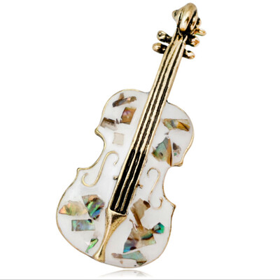 

Apparel Accessory Musical Club Badge Brooch Joyeria Guitar Shaped Brooches Enamel Abalone Shell Instruments Lapel Pin