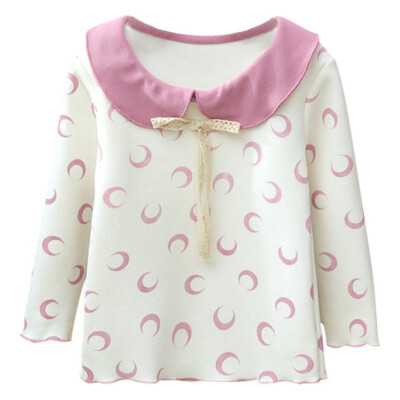 

Children Plus Velvet Shirts Autumn Cartoon Printed Long Sleeve T-Shirt Doll Collar Casual Tops