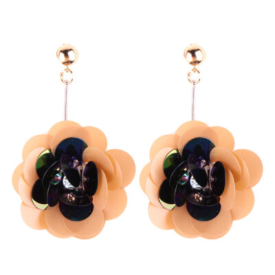 

Women New Simple Flower Long Earrings Crystal Flower Dangle Hook Drop Earrings