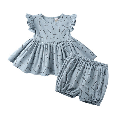 

Summer Casual Baby Girls Floral Pattern Flare Sleeve Dress With Shorts Kids Toddler Pageant Sundress Set