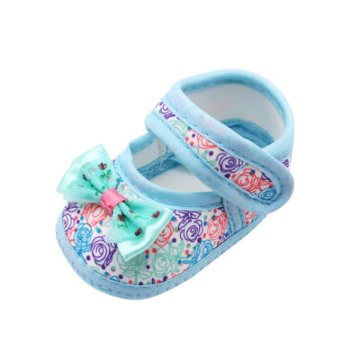 

Toddler shoes summer Rose print baby shallow mouth casual shoes big bow-knot girl for 0-18M