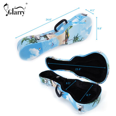 

Glarry 21" Soprano Hawaii Style Pattern Leather Ukulele Case Light Blue