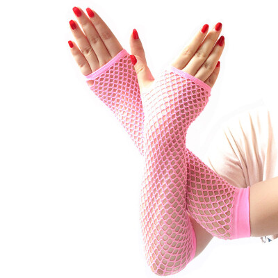 

Womens Fingerless Fishnet Gloves Hollow Out Holes 80s Dance Costume Party Decorations- Assorted Colors