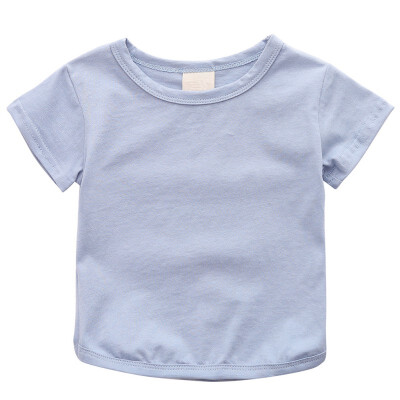 

New Toddler Baby Boy Girl Summer Cotton Solid Print T-shirt Tops Blouse Short Sleeve Casual Tee Shirts