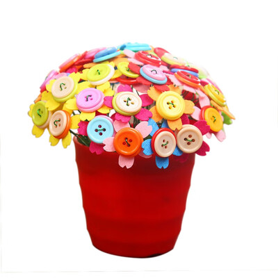 

DIY Multicolor Round Resin Decorative Buttons Flower with EVA Flower Pot Scrapbooking Embelishments Sewing Craft Supply