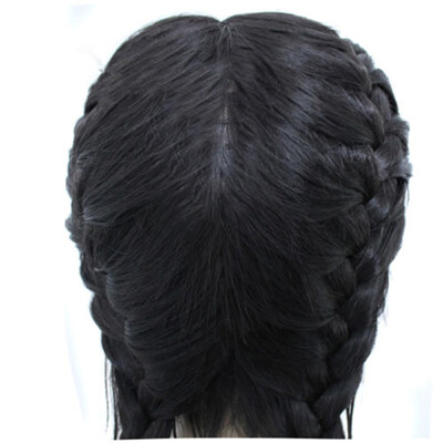 

Tailored Synthetic Baby Hair Braided Double Lace Front Wig Long Black Ombre Black Wigs