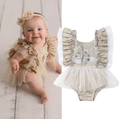 

US Newborn Baby Girl Infant Lace Skirt Romper Jumpsuit Bodysuit Outfits Clothes